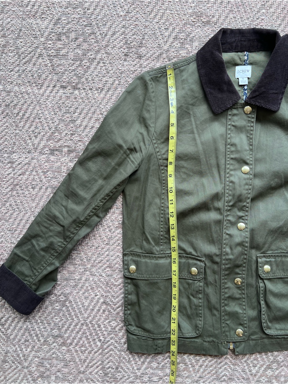 J.Crew Olive Field Jacket Corduroy Collar Utility Jacket Womens Small - Picture 4 of 7